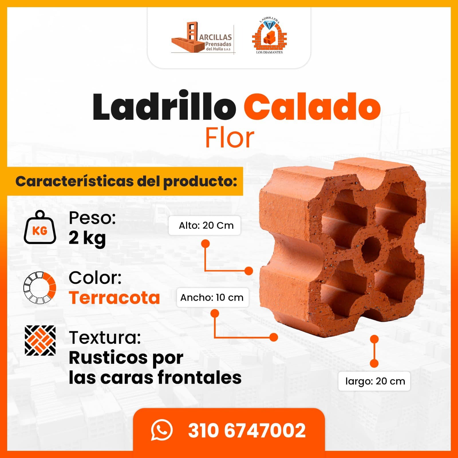 Ladrillo Calado Flor — medidas técnicas