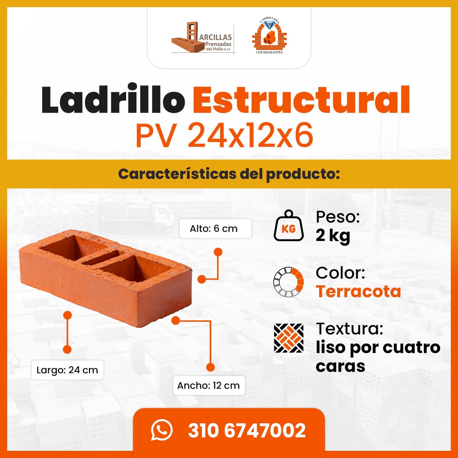 Ladrillo Estructural PV 24x12x6 — medidas técnicas