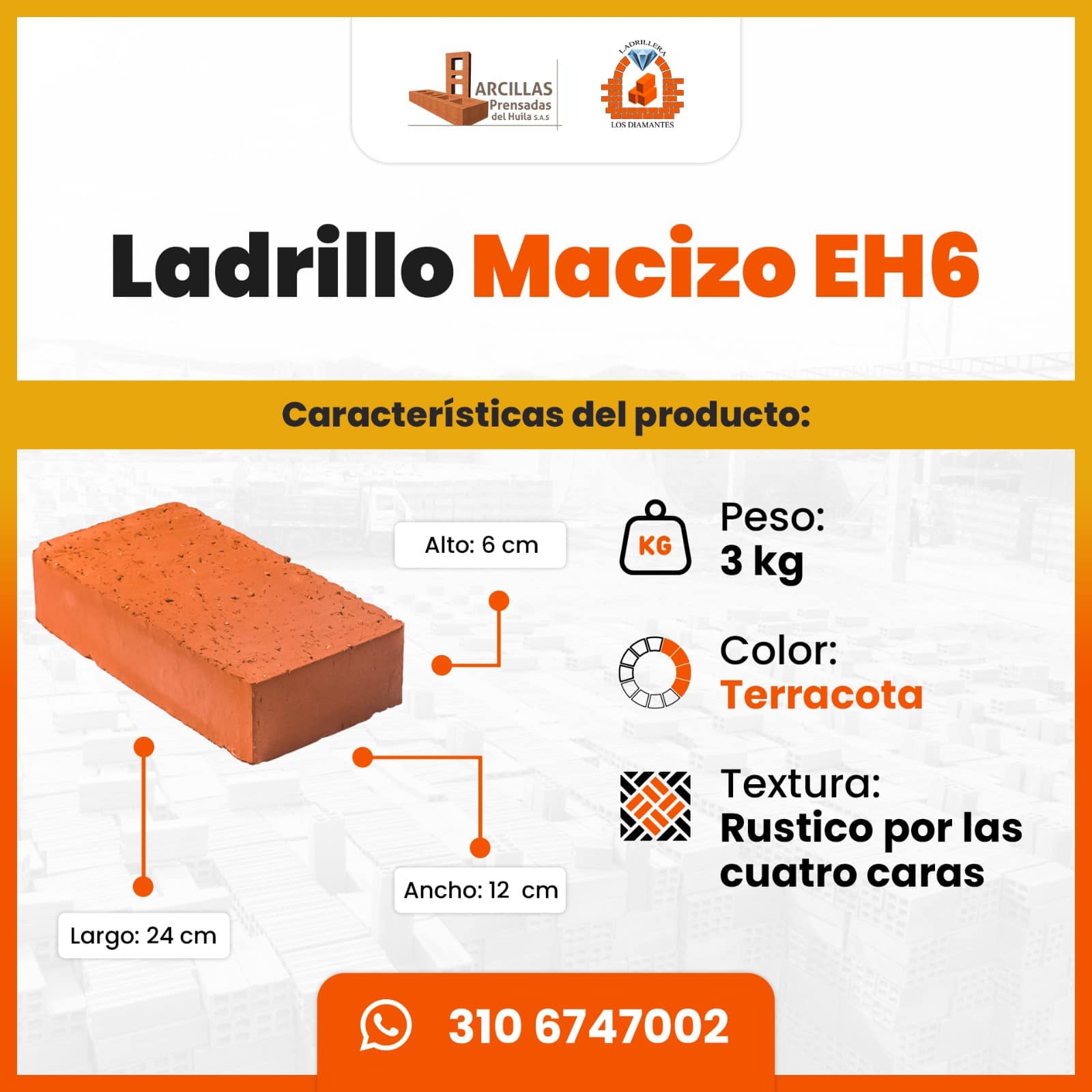Ladrillo Macizo EH6 — medidas técnicas